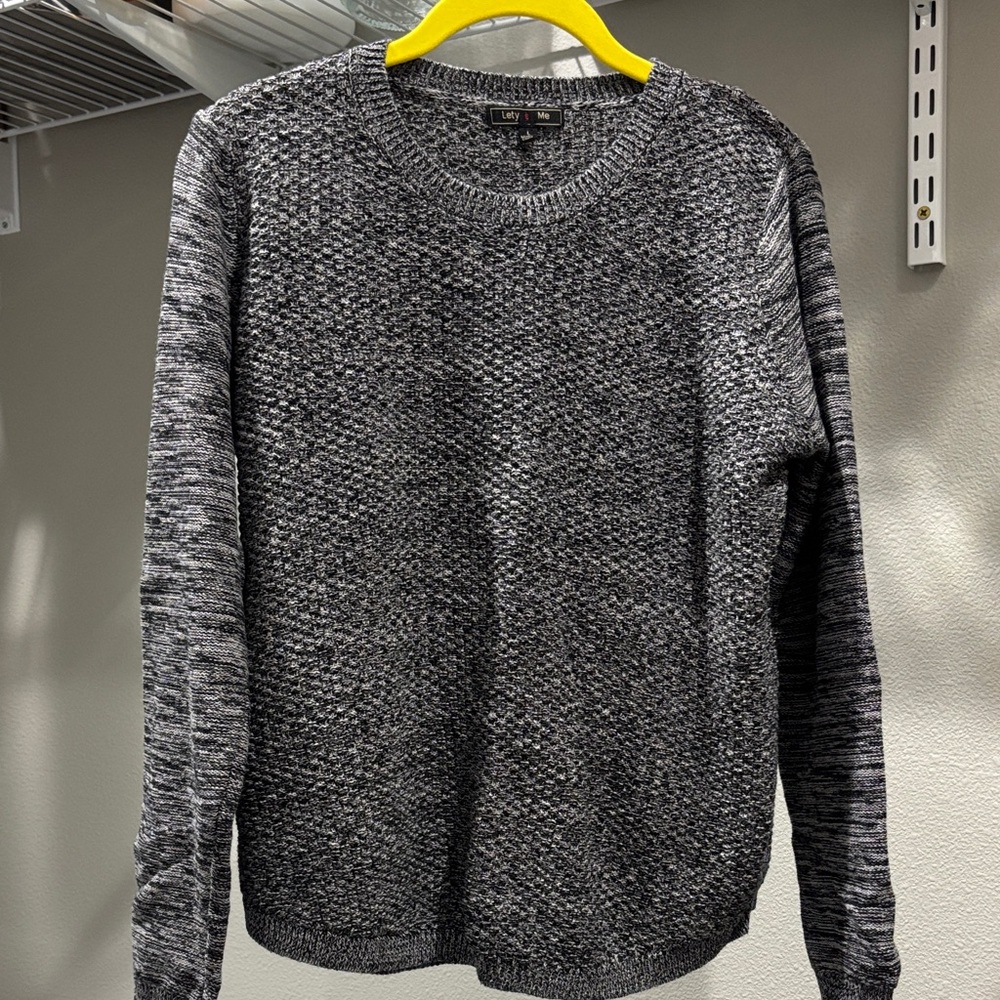 Textured Gray Crewneck Sweater